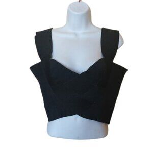 Black Elasticized Stretch Top / Vest Tank / Fits XL / 1X